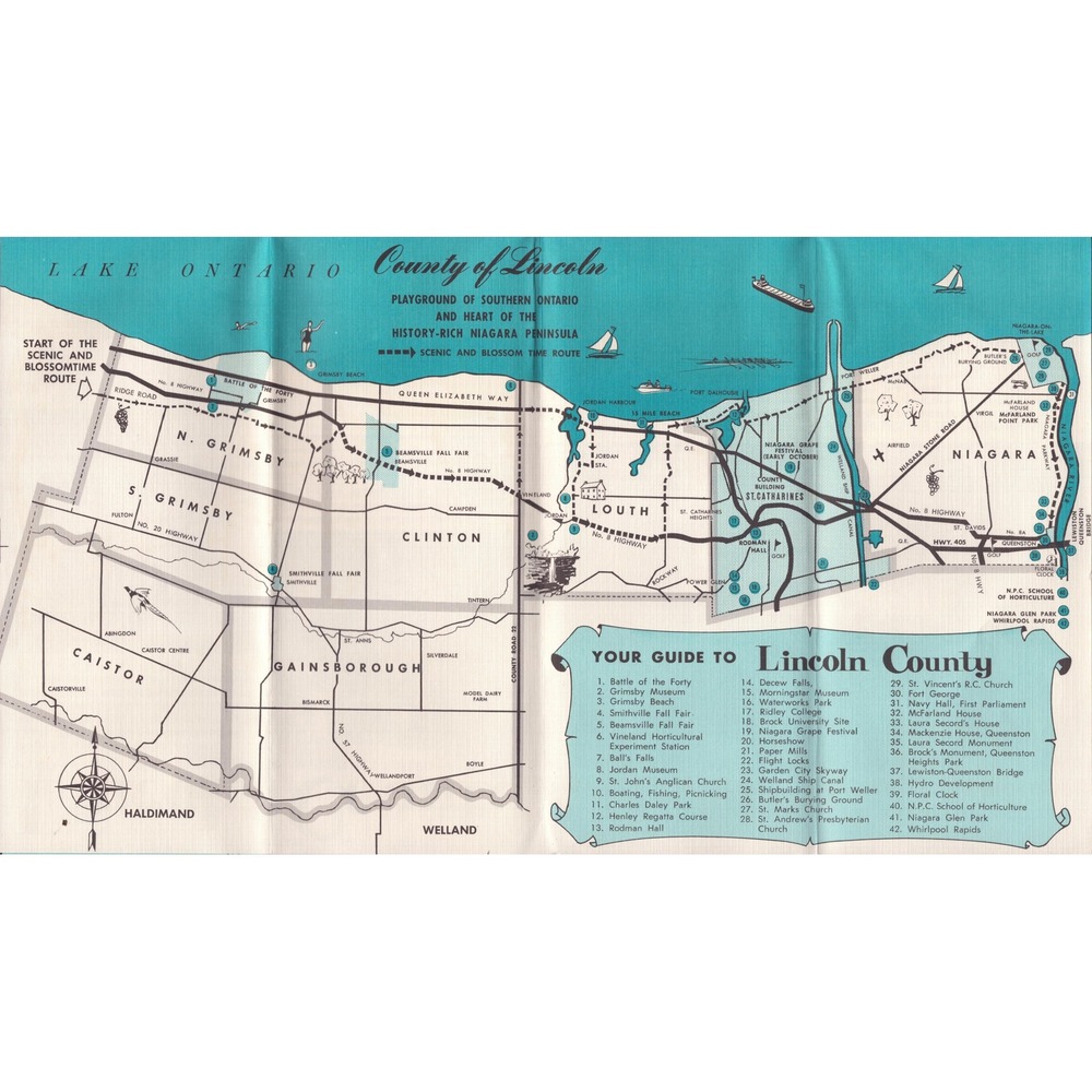 Vintage Historic Lincoln County Ontario Canada Travel Brochure Illustrated Map - Picture 4 of 4